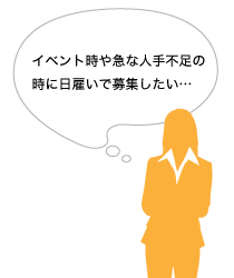 イベント時や急な人手不足の時に日雇いで募集したい…